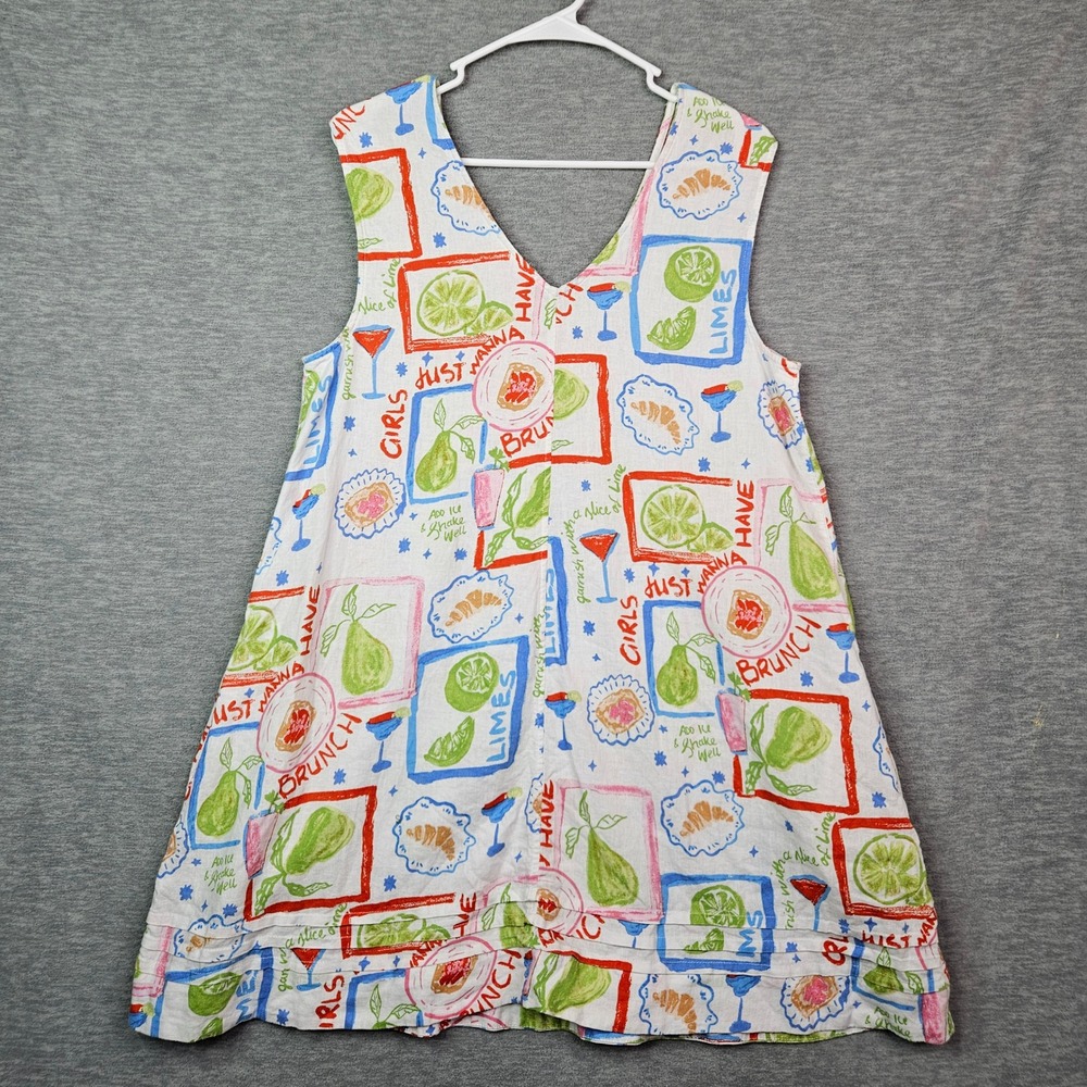 Cynthia Rowley Girls Just Wanna Have Brunch Linen Blend Shift Mini Dress L